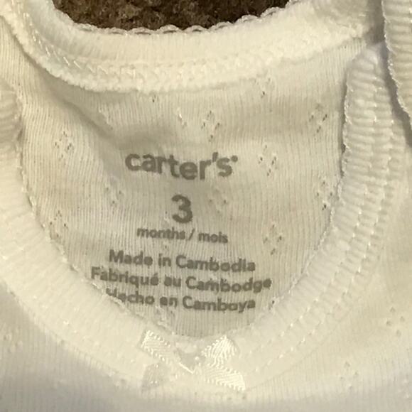 NWT Carter’s Set of 3 White Girl's Long Sleeve Bodysuits (3 Months) - Picture 6 of 16